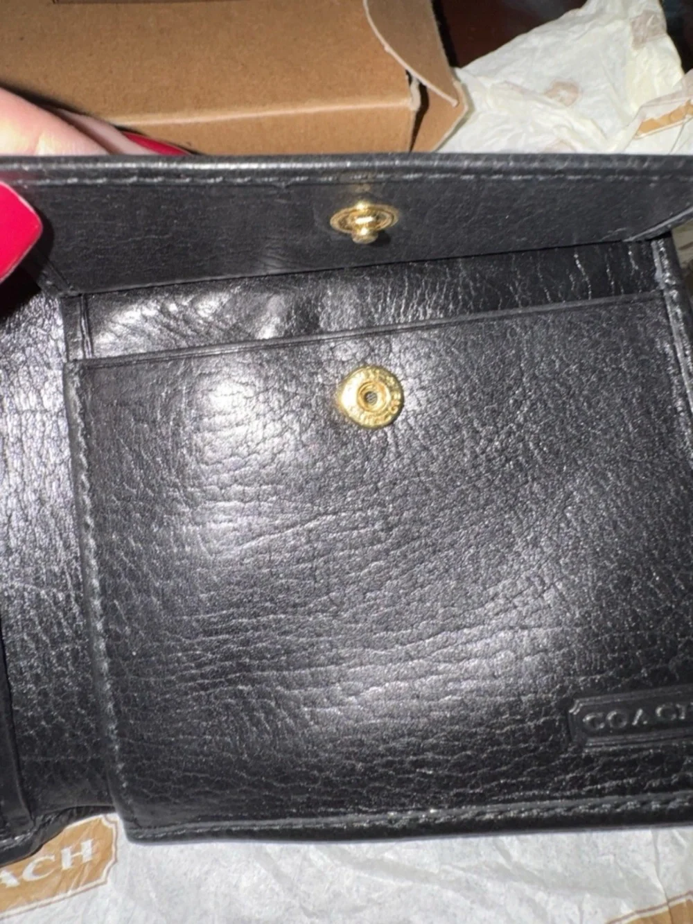 NIB Vintage Coach 5615 Black Calfskin Coin Case Wallet Deadstock Fall 1997 USA